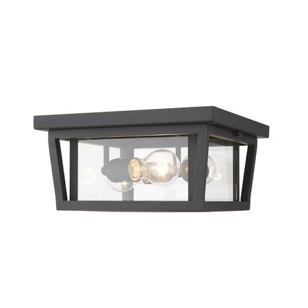 Z-LITE Seoul 3 Light Outdoor Flush Ceiling Mount Fixture, Oil Rubbed Bronze & Clear 571F-ORB